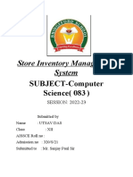 Store Inventory Management System: SUBJECT-Computer Science (083)