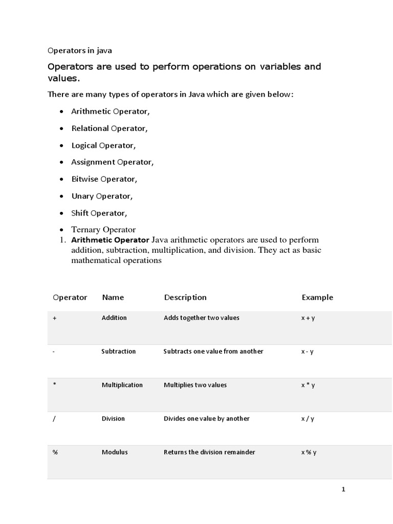 Operators and Control Statements in Java | PDF | Control Flow | Mathematics