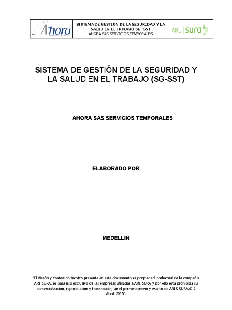 Documento Sistema De Gestión De La Seguridad Y Salud En El Trabajo