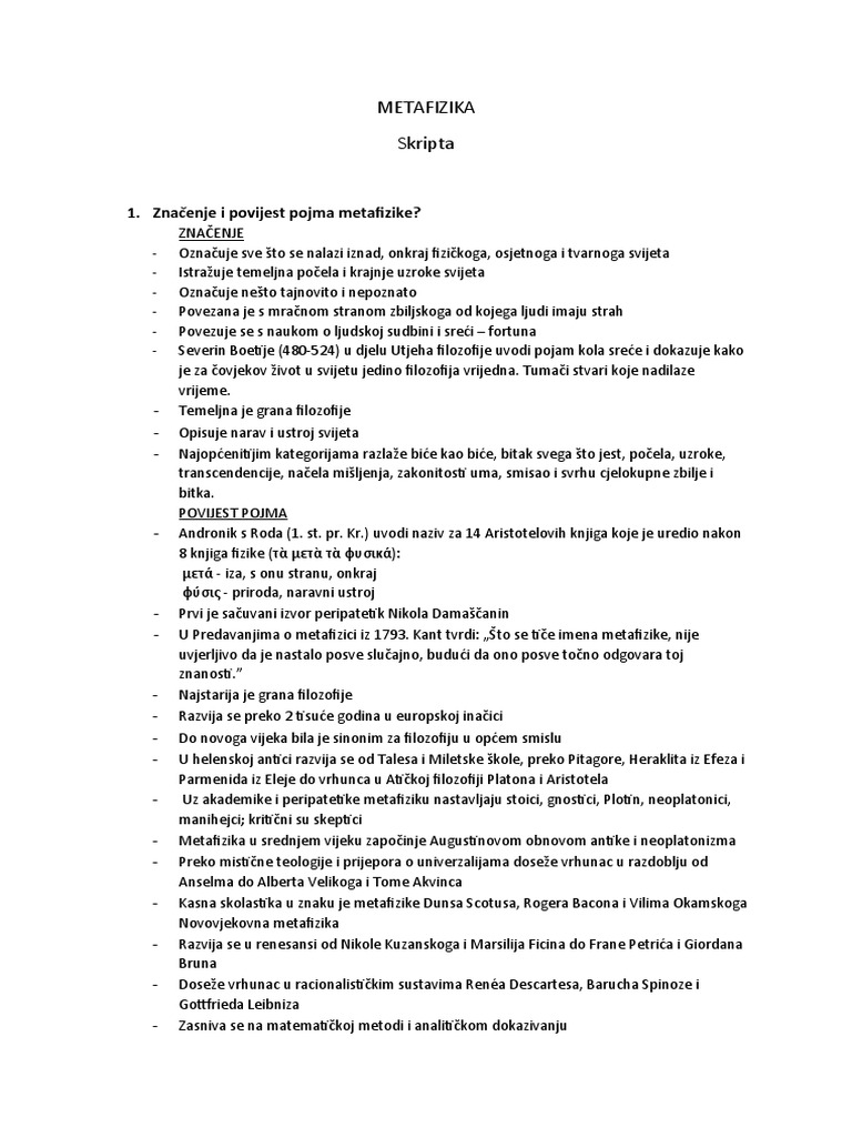 Metafizika Skripta | PDF