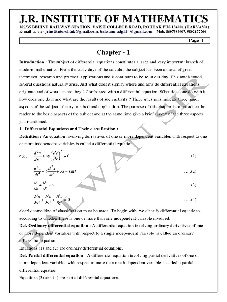 Ode Ie Cov Balwan Sir | PDF | Differential Equations | Equations