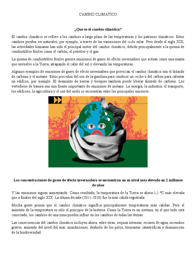 Impacto del Cambio Climático Global | PDF | Gases de efecto invernadero ...