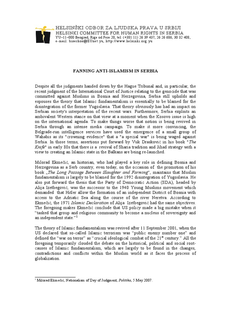 Fanning Islamiphobia in Serbia - Wahabi Paper | PDF | Social Science ...