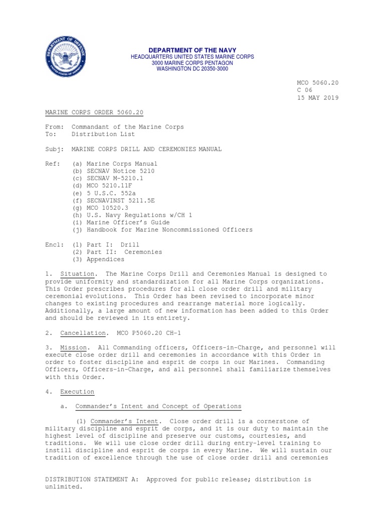 MC Drill and Ceremonies Manual 2019 PDF United States Marine Corps