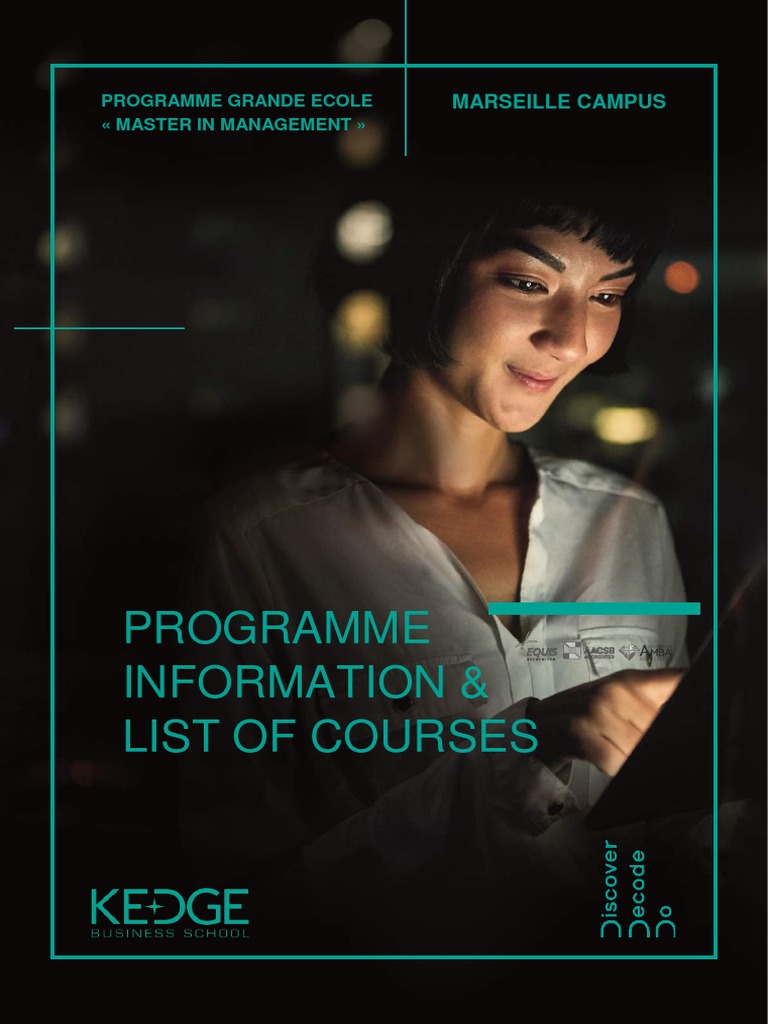Kedge Marseille Master in Management Programme Information PDF