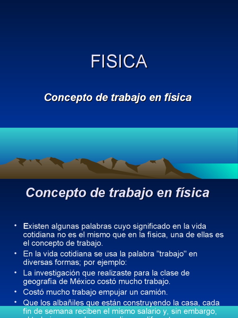 Concepto de Trabajo en Fisica Peso