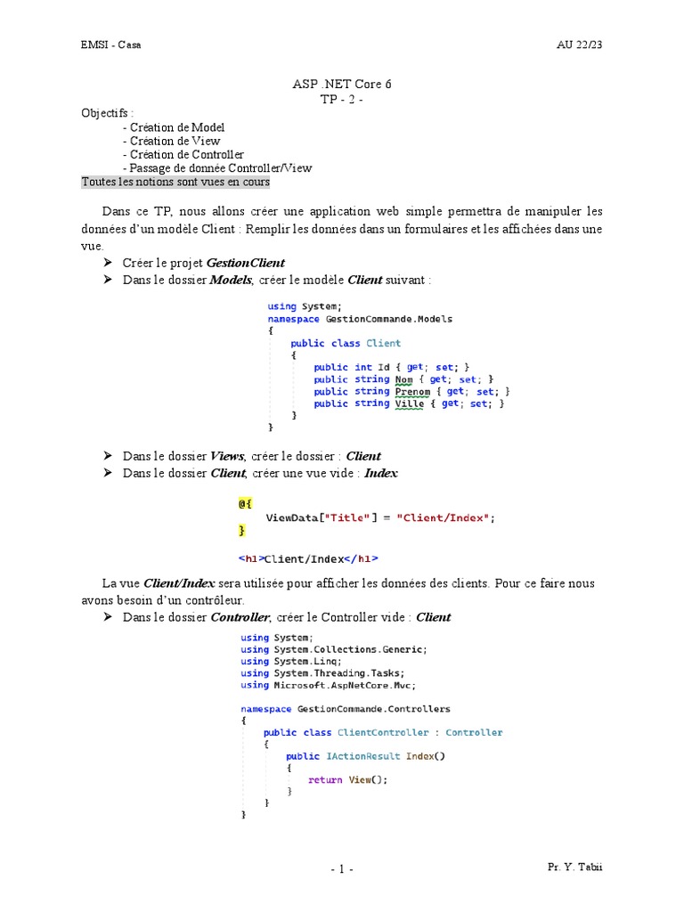 Création d'une application ASP.NET Core | PDF | Informatique ...