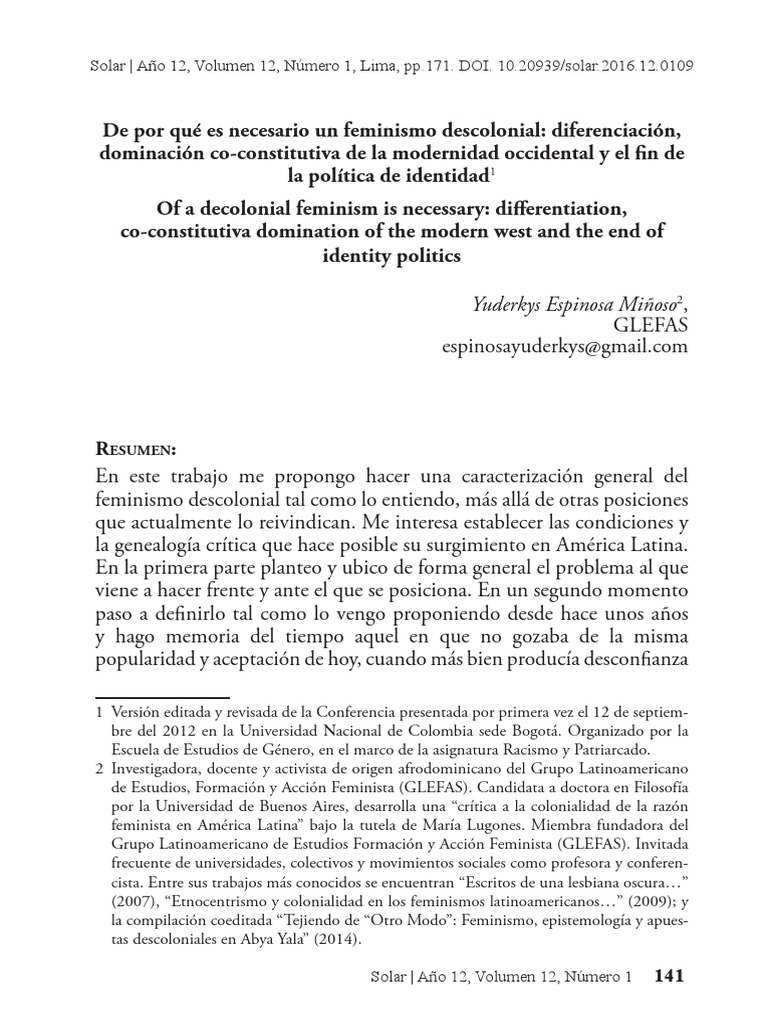 De Por Que Es Necesario Un Feminismo Des Pdf