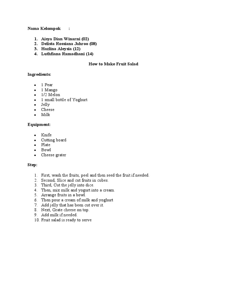 How To Make Fruit Salad | PDF
