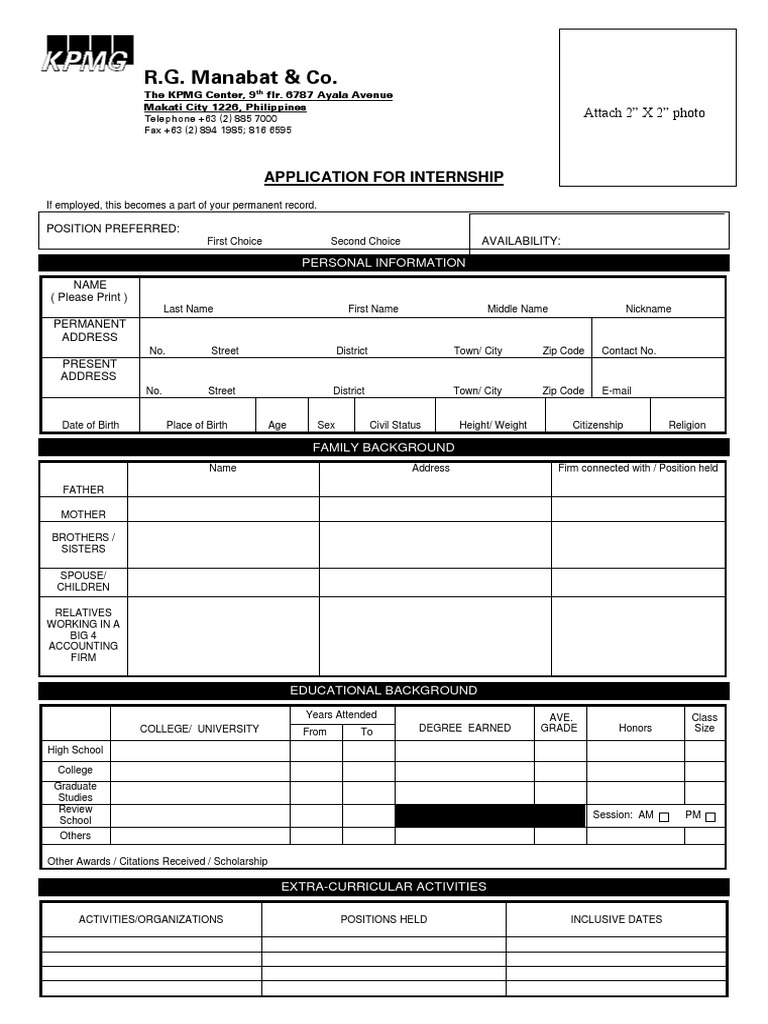Internship Application Form Template | PDF | Employment | Privacy