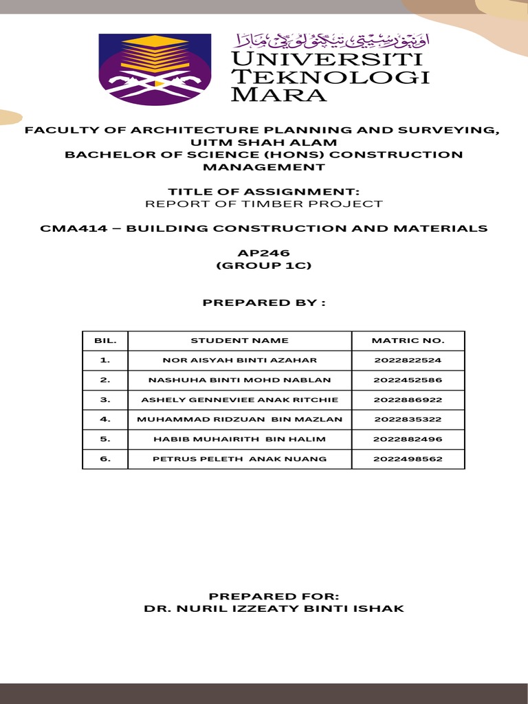 Timber Project Report for Construction Management | PDF | Lumber | Wood