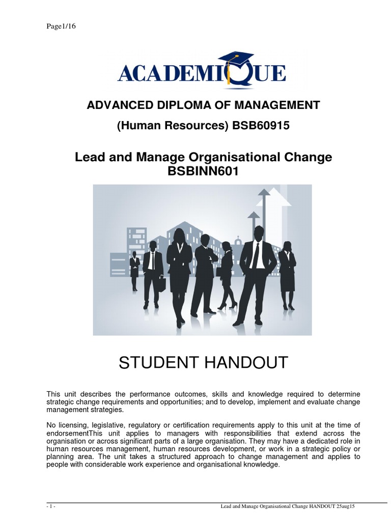 Lead and MNG Org CHNG HANDOUT 25aug15 | PDF | Change Management ...