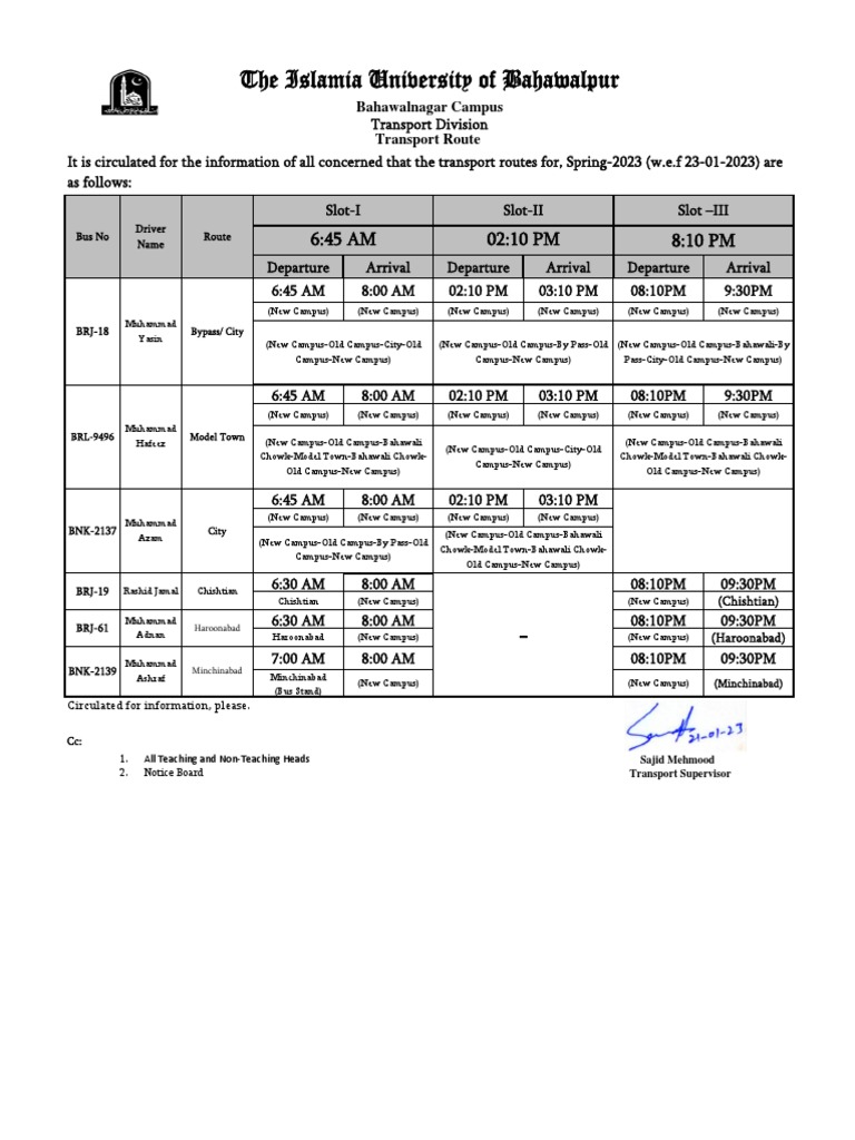 BUS Time Table Classes 23012023 PDF
