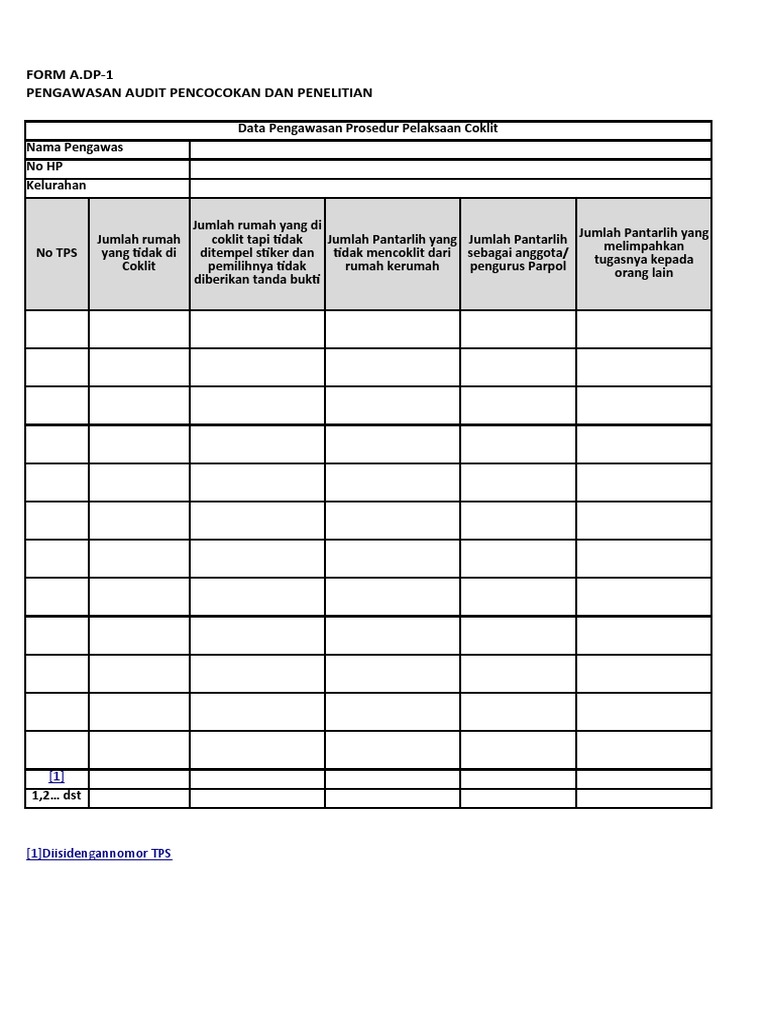 Alat Kerja DPT (A.dp1 - A.dp-2) | PDF