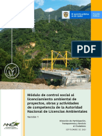 Módulo de Control Social Al Licenciamiento Ambiental de Proyectos, Obras y Actividades de Competencia de La Autoridad Nacional de Licencias Ambientales - Versión 1 - Septiembre de 2021