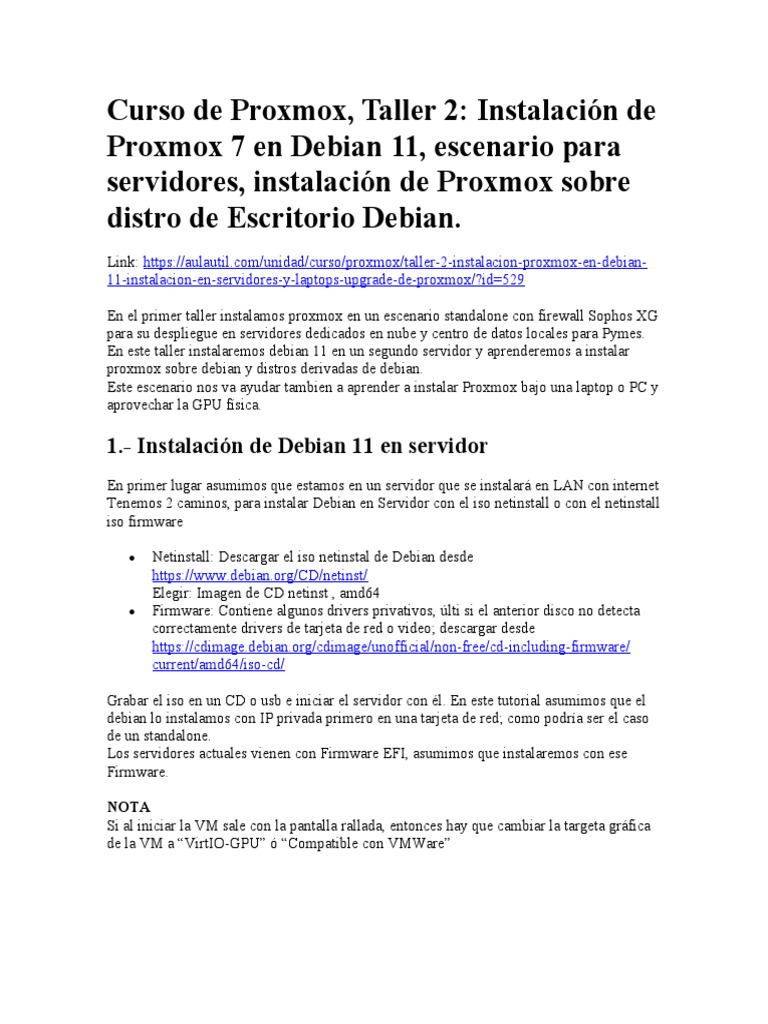 Instalación Proxmox 7 en Debian 11 | PDF | Red de arquitectura | Software