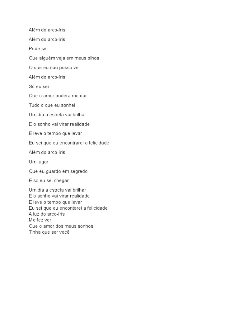 Letra de "Além do Arco-Íris" | PDF