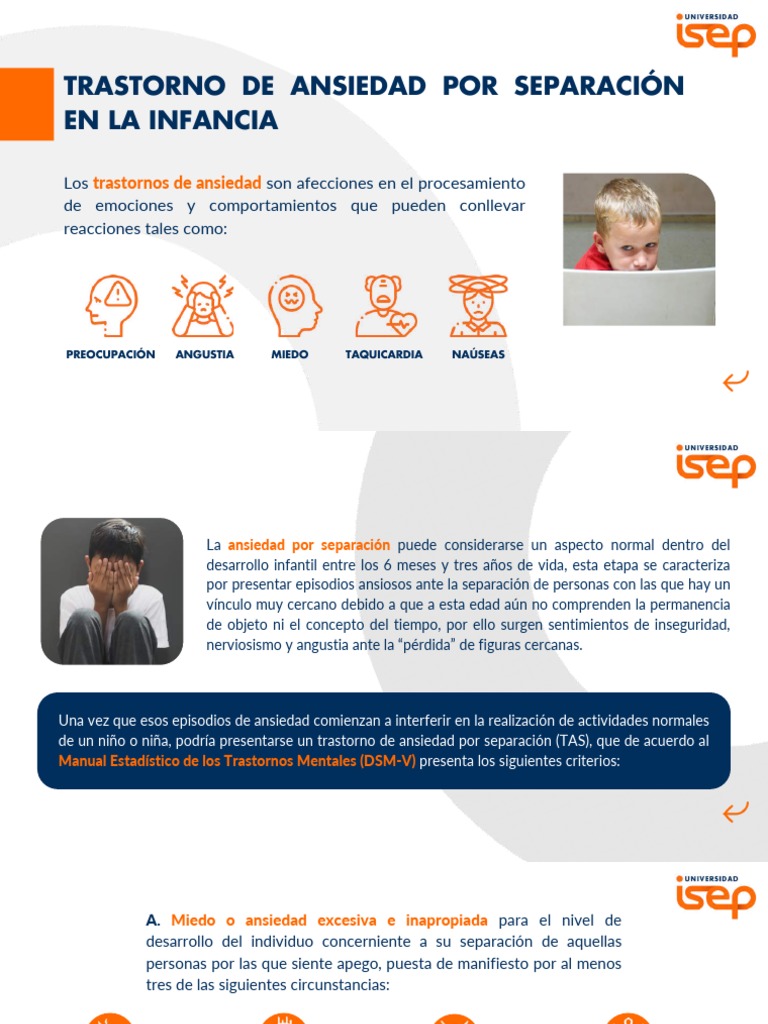 Trastorno de Ansiedad por Separación Infantil | PDF | Ansiedad ...