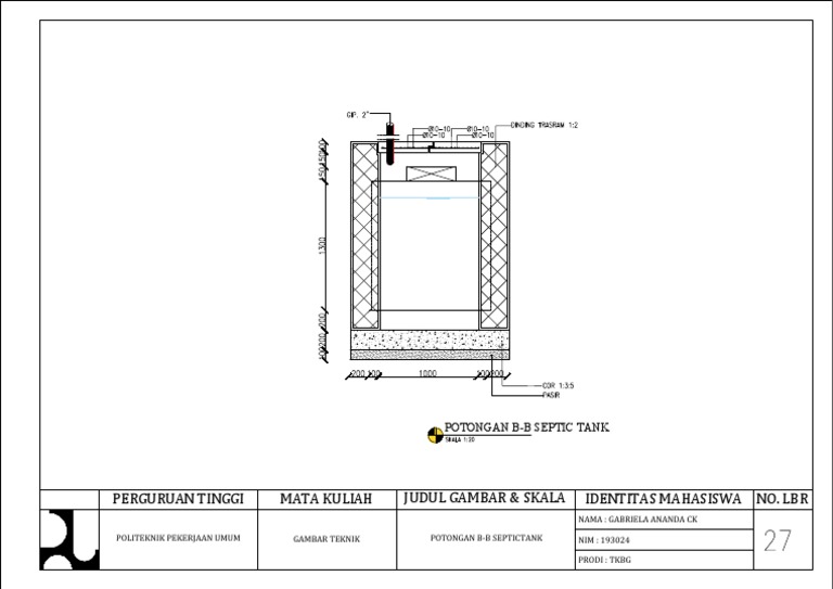 Gambar Teknik Septic Tank dan Detailnya | PDF