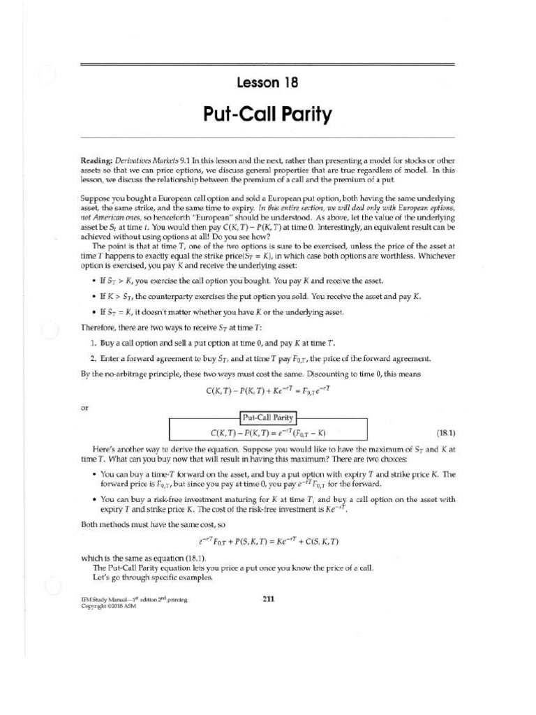 Put-Call Parity | PDF