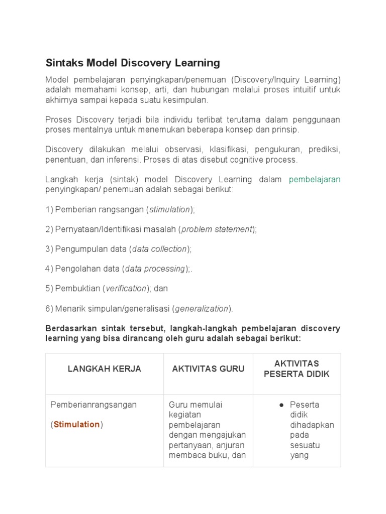 Sintaks Model Discovery Learning | PDF
