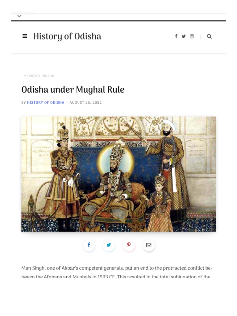 Mughal Rule and Administration in Odisha | PDF | Mughal Empire | South Asia