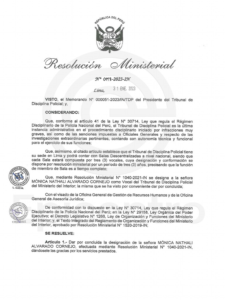 Cambian a tres presidentes y dos vocales del Tribunal de Disciplina Policial