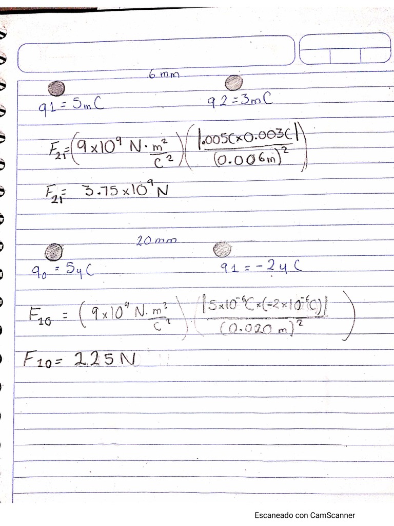 Ejercicios Ley de Coulomb | PDF