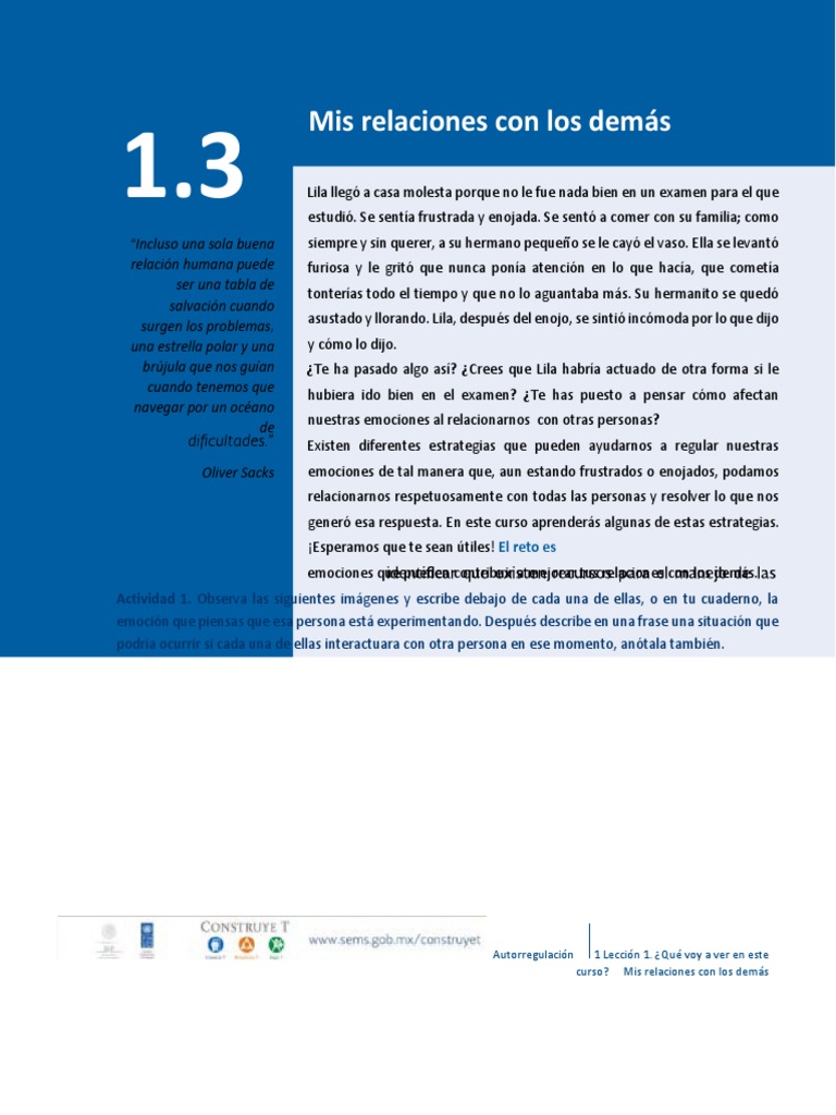 Emociones y relaciones interpersonales | PDF | Las emociones | Ciencia ...