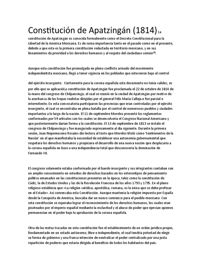 Constitución de Apatzingán PDF Gobierno