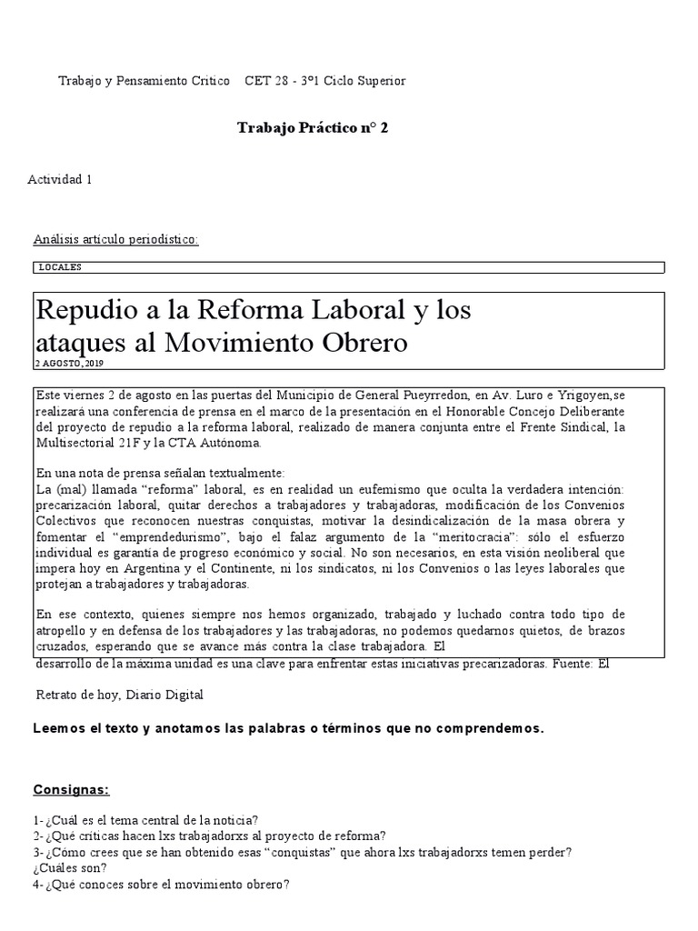 Repudio a la Reforma Laboral | PDF | America latina | Sindicato