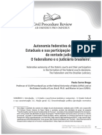 Autonomia Federativa Dos Judiciários Estaduais e Sua Participação Da Formação Da Vontade Judiciária Central. O Federalismo e o Judiciário Brasileiro