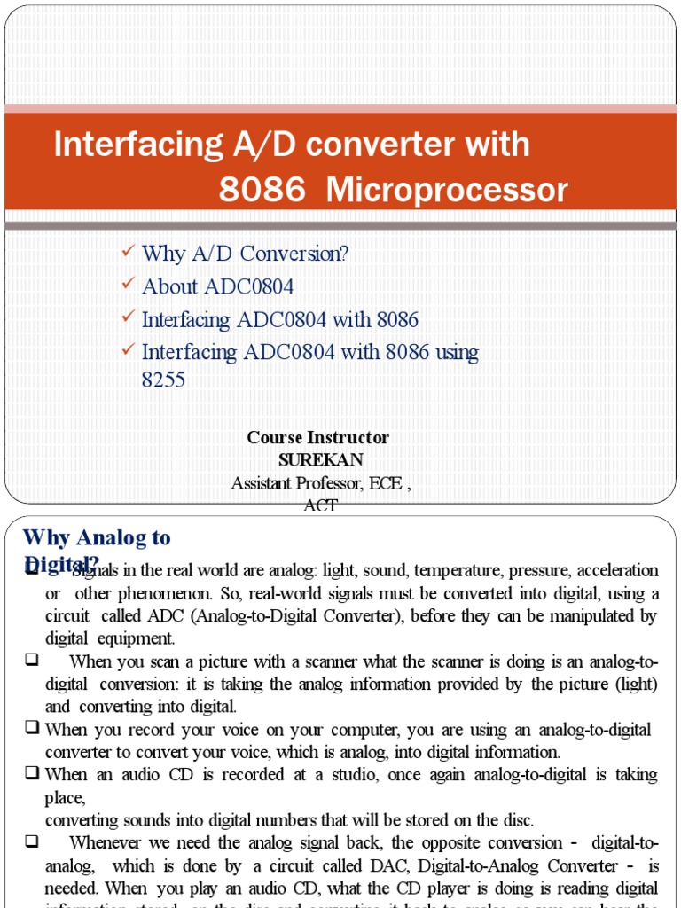 Interfacing A/D Converter with 8086 Microprocessor PDF Analog To