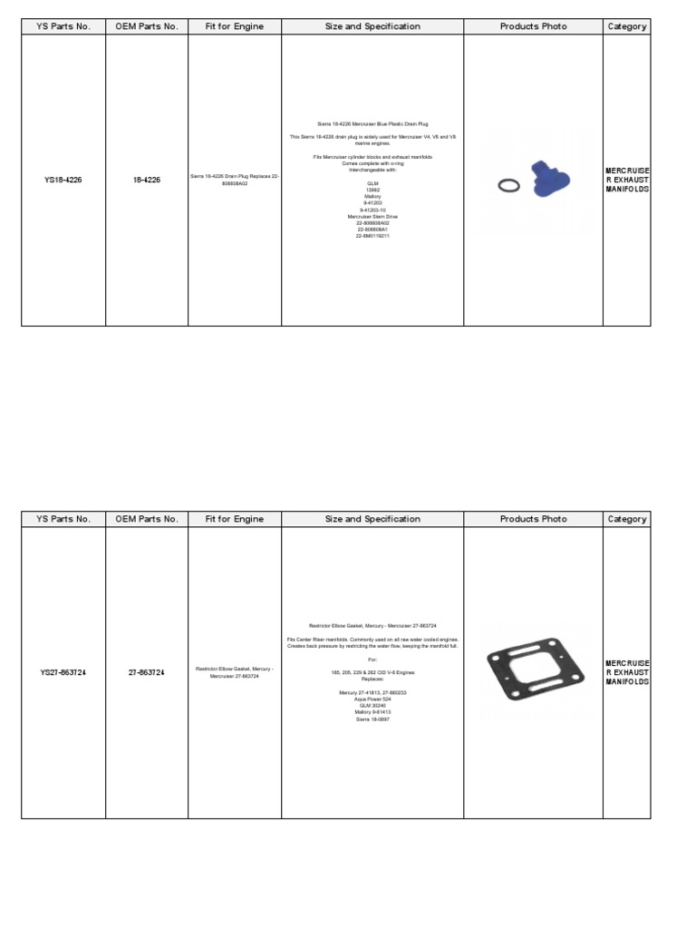 Mercruiser Exhaust Manifolds PDF Engines Propulsion