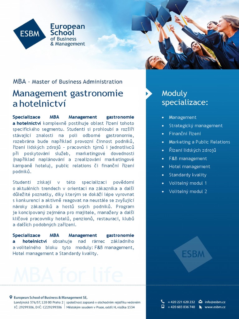 Mba Management Gastronomie A Hotelnictvi Brozura | PDF