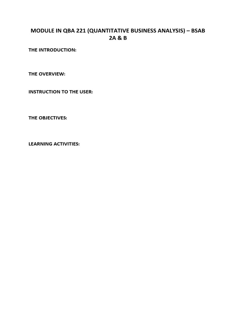 Qba 221-Quantitative Business Analysis | PDF | Mathematical ...