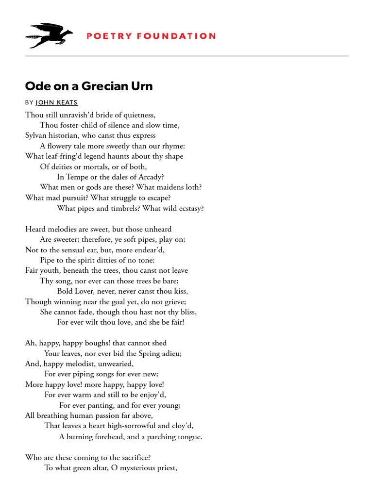 Ode To A Grecian Urn By John Keats