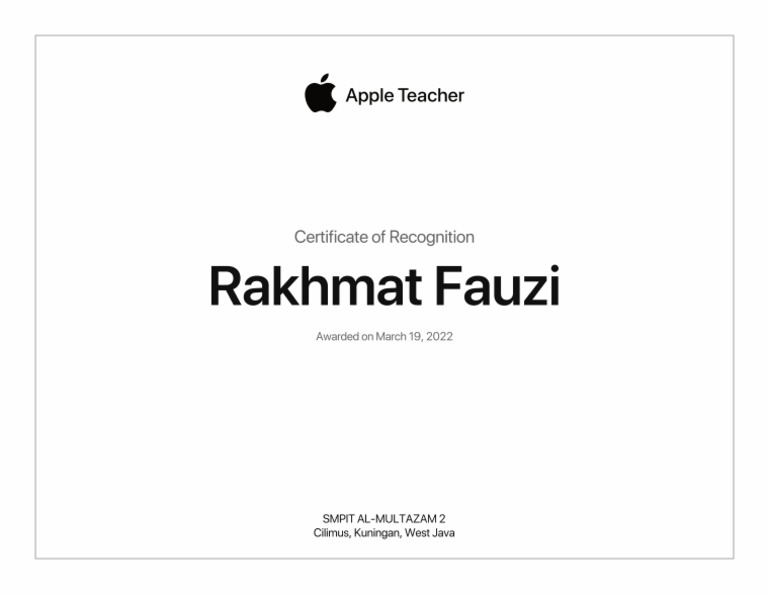 Apple Teacher Certificate Pdf