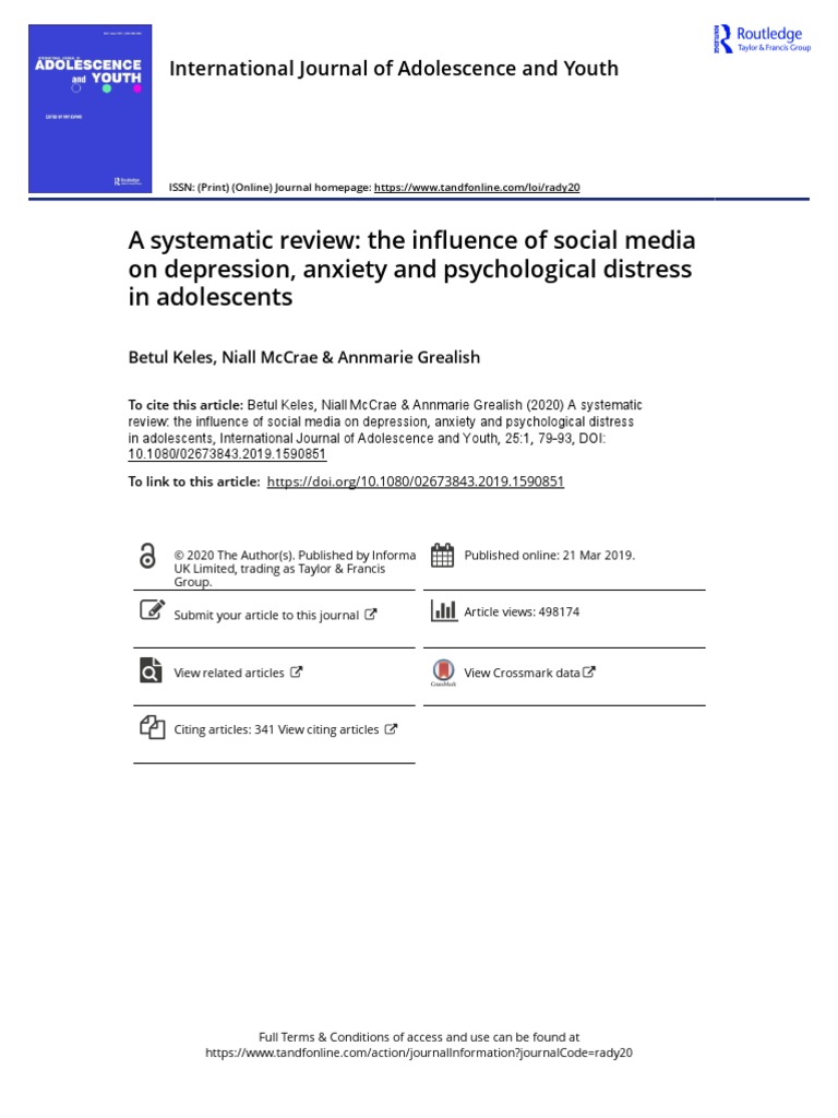 A Systematic Review The Influence of Social Media On Depression Anxiety ...