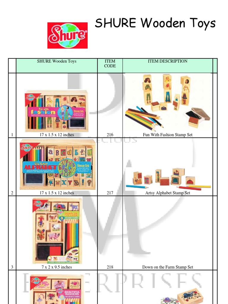SHURE Wooden Toy Catalog