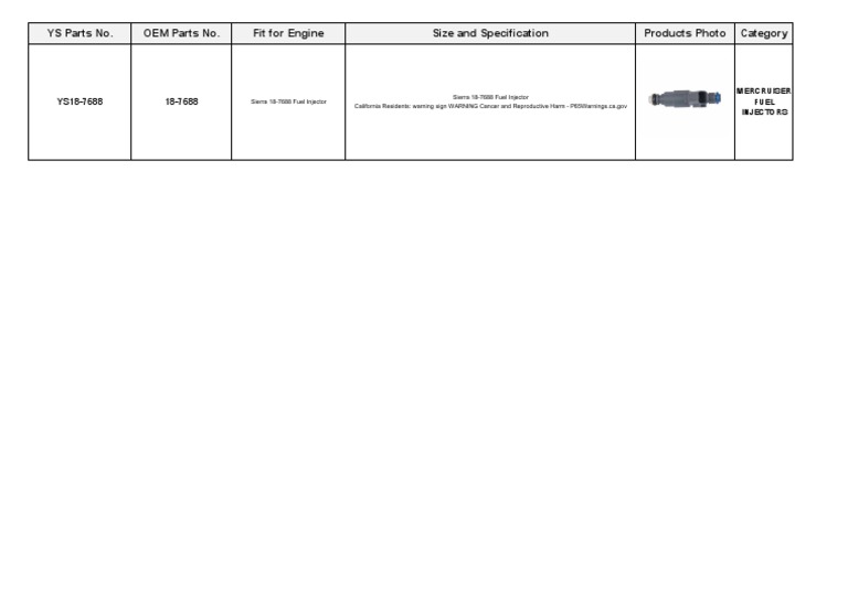 Mercruiser Fuel Injectors PDF
