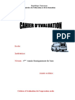 Cahier d’Évaluation