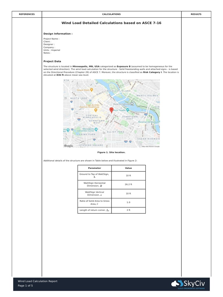 Wind Load Calculation Design Report ASCE 7-16 Freestanding Wall | PDF ...
