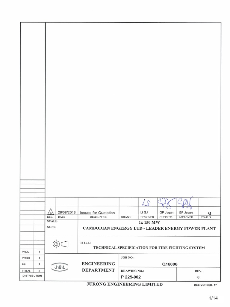 Fire Fighting System Technical Specification | PDF | Specification ...