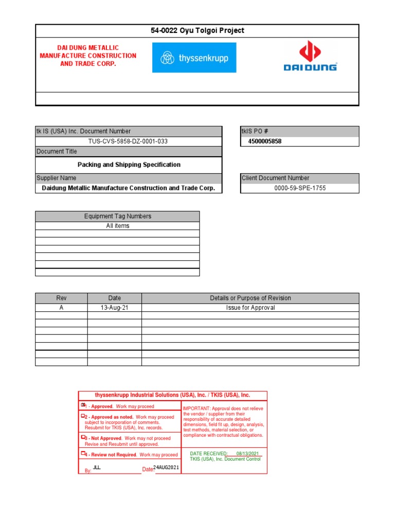 000059SPE1755 TUSCVS5858DZ0001033 000 A Packing and