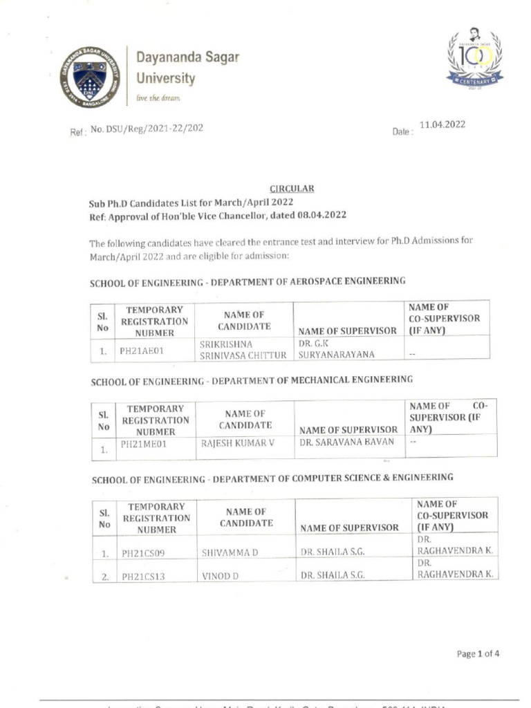 Notification - New PHD Admission | PDF