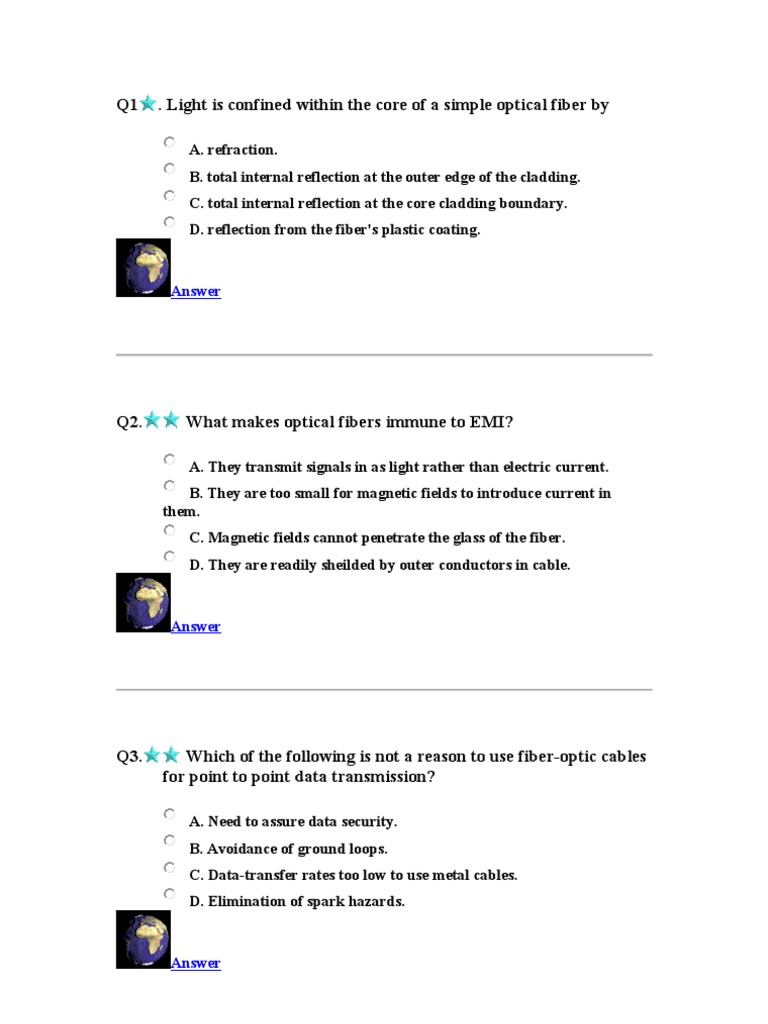 Fiber Optic Exam 1 PDF Multiplexing Optical Fiber