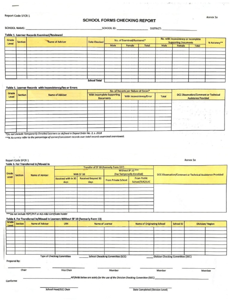 School Form Checking Report PDF