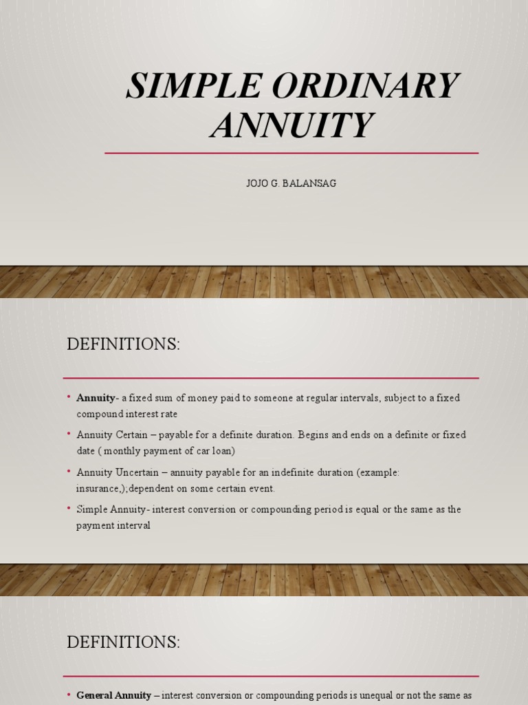 Simple Ordinary Annuity Explained | PDF | Economies | Personal Finance