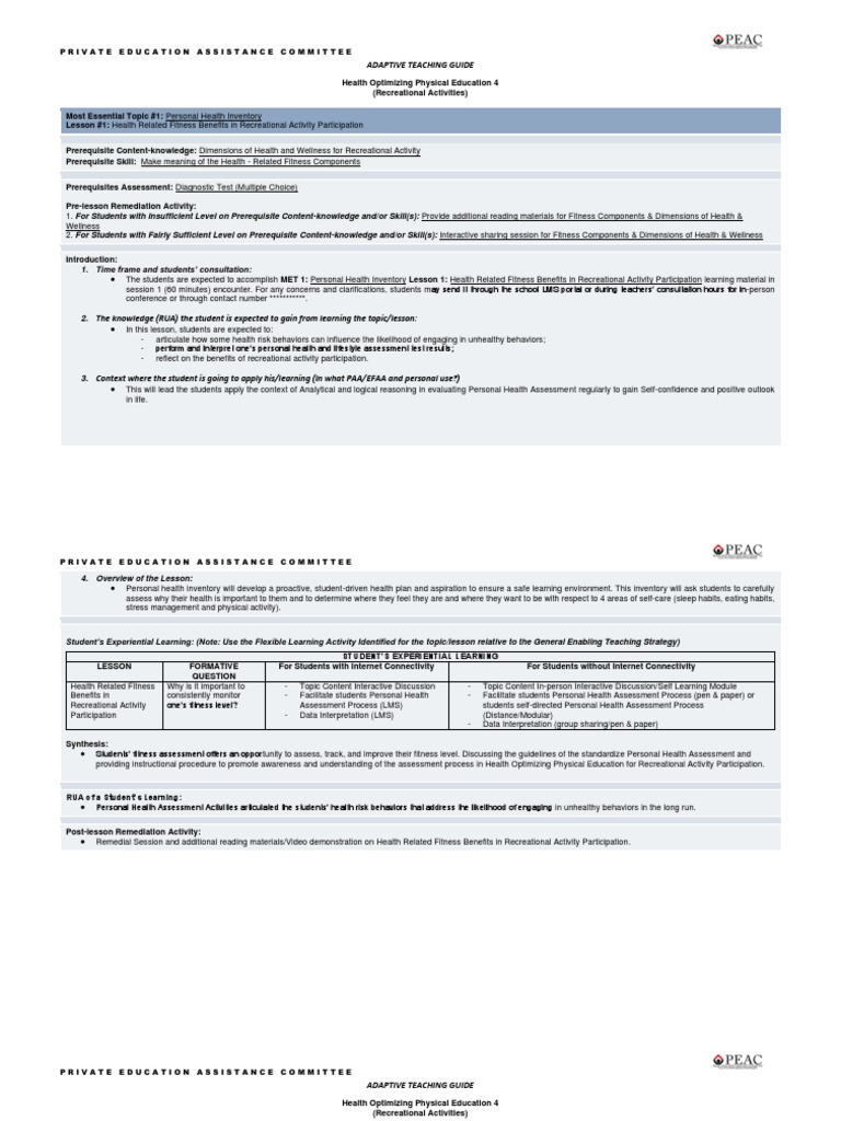HOPE 4-Adaptive-Teaching-Guide-Physical-Education-and-Health | PDF ...